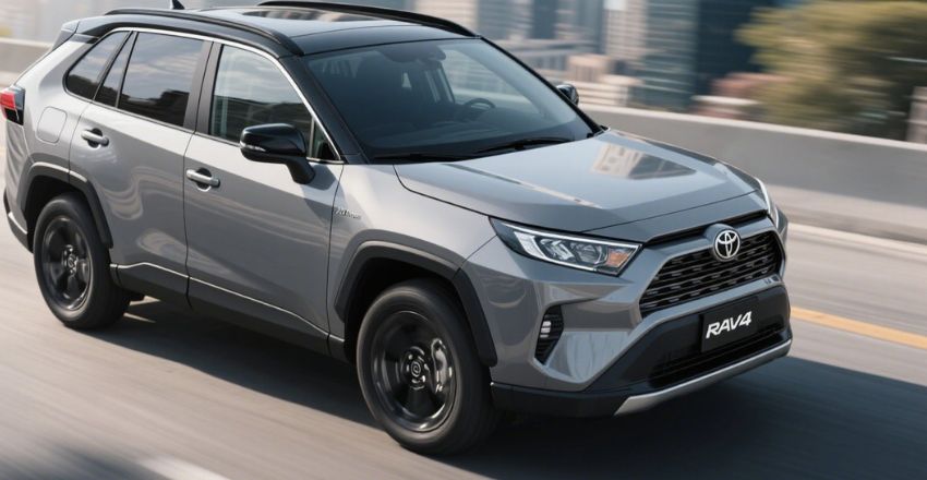 Side profile of a 2021 Toyota RAV4 in a parking lot