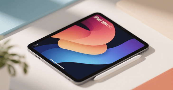 iPad displaying a colorful home screen in landscape orientation